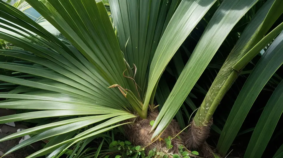 Eine Palme und es ist nah an den Blättern rangezoomt